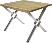 Обеденный стол Buro7 Икс-ромб с обзолом 110x80x76 (дуб натуральный/серебристый) - 