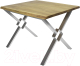 Обеденный стол Buro7 Икс-ромб с обзолом 110x80x76 (дуб натуральный/серебристый) - 