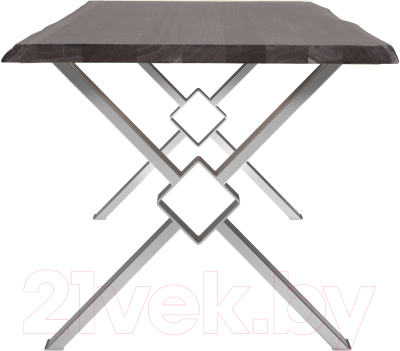 Обеденный стол Buro7 Икс-ромб с обзолом 110x80x76 (дуб мореный/серебристый)