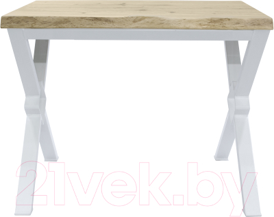 Обеденный стол Buro7 Икс-ромб с обзолом и сучками 110x80x76 (дуб беленый/белый)