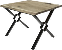 Обеденный стол Buro7 Икс-ромб с обзолом и сучками 110x80x76 (дуб беленый/черный) - 