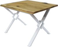 Обеденный стол Buro7 Икс-ромб с обзолом и сучками 110x80x76 (дуб натуральный/белый) - 