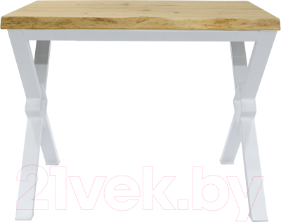 Обеденный стол Buro7 Икс-ромб с обзолом и сучками 110x80x76 (дуб натуральный/белый)