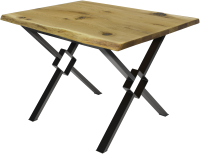Обеденный стол Buro7 Икс-ромб с обзолом и сучками 110x80x76 (дуб натуральный/черный) - 