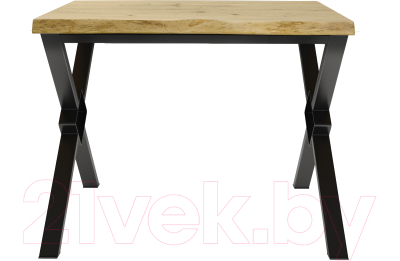 Обеденный стол Buro7 Икс-ромб с обзолом и сучками 110x80x76 (дуб натуральный/черный)