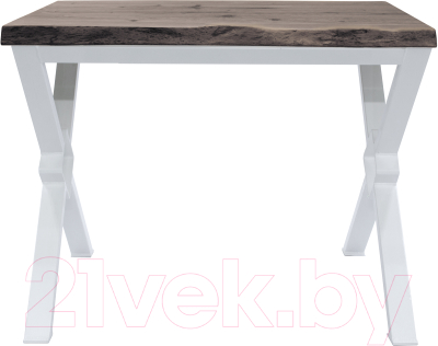 Обеденный стол Buro7 Икс-ромб с обзолом и сучками 110x80x76 (дуб мореный/белый)