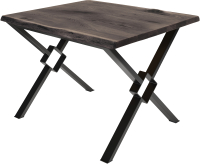 Обеденный стол Buro7 Икс-ромб с обзолом и сучками 110x80x76 (дуб мореный/черный) - 