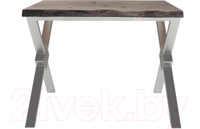Обеденный стол Buro7 Икс-ромб с обзолом и сучками 110x80x76 (дуб мореный/серебристый)