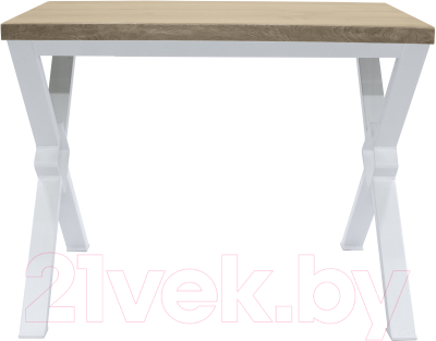 Обеденный стол Buro7 Икс-ромб Классика 120x80x76 (дуб беленый/белый)