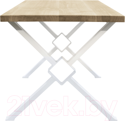 Обеденный стол Buro7 Икс-ромб Классика 120x80x76 (дуб беленый/белый)