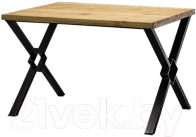 Обеденный стол Buro7 Икс-ромб Классика 120x80x76 (дуб натуральный/черный)