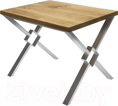 Обеденный стол Buro7 Икс-ромб Классика 120x80x76 (дуб натуральный/серебристый)