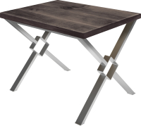 Обеденный стол Buro7 Икс-ромб Классика 120x80x76 (дуб мореный/серебристый) - 