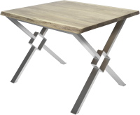 Обеденный стол Buro7 Икс-ромб с обзолом 120x80x76 (дуб беленый/серебристый) - 