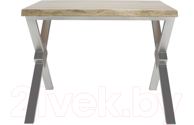 Обеденный стол Buro7 Икс-ромб с обзолом 120x80x76 (дуб беленый/серебристый)
