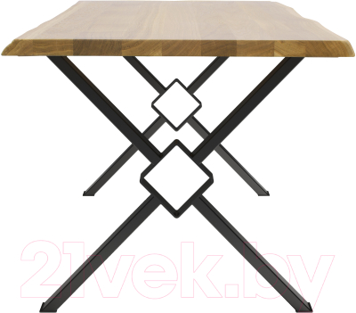 Обеденный стол Buro7 Икс-ромб с обзолом 120x80x76 (дуб натуральный/черный)