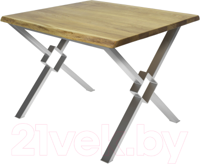 Обеденный стол Buro7 Икс-ромб с обзолом 120x80x76 (дуб натуральный/серебристый)