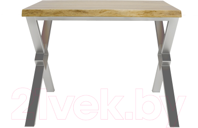 Обеденный стол Buro7 Икс-ромб с обзолом 120x80x76 (дуб натуральный/серебристый)