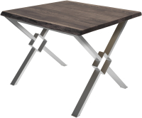 Обеденный стол Buro7 Икс-ромб с обзолом 120x80x76 (дуб мореный/серебристый) - 