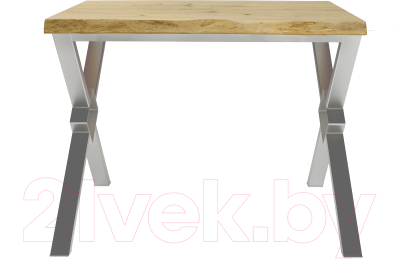 Обеденный стол Buro7 Икс-ромб с обзолом и сучками 120x80x76 (дуб натуральный/серебристый)