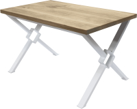 Обеденный стол Buro7 Икс-ромб Классика 150x80x76 (дуб беленый/белый) - 