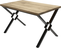Обеденный стол Buro7 Икс-ромб Классика 150x80x76 (дуб беленый/черный) - 