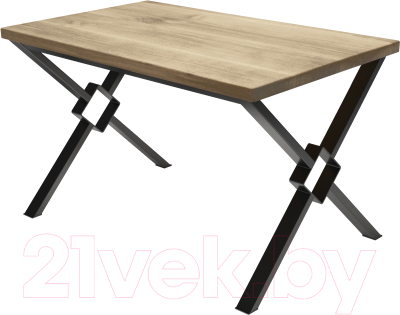Обеденный стол Buro7 Икс-ромб Классика 150x80x76 (дуб беленый/черный)