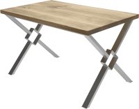Обеденный стол Buro7 Икс-ромб Классика 150x80x76 (дуб беленый/серебристый) - 