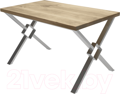 Обеденный стол Buro7 Икс-ромб Классика 150x80x76 (дуб беленый/серебристый)