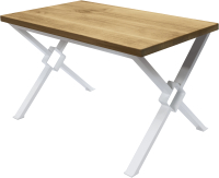 Обеденный стол Buro7 Икс-ромб Классика 150x80x76 (дуб натуральный/белый) - 