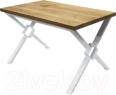 Обеденный стол Buro7 Икс-ромб Классика 150x80x76 (дуб натуральный/белый)