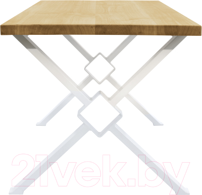 Обеденный стол Buro7 Икс-ромб Классика 150x80x76 (дуб натуральный/белый)