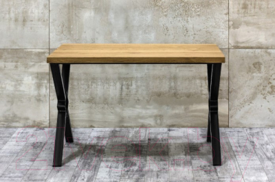 Обеденный стол Buro7 Икс-ромб Классика 150x80x76 (дуб натуральный/черный)
