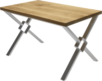 Обеденный стол Buro7 Икс-ромб Классика 150x80x76 (дуб натуральный/серебристый) - 
