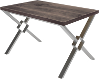 Обеденный стол Buro7 Икс-ромб Классика 150x80x76 (дуб мореный/серебристый) - 