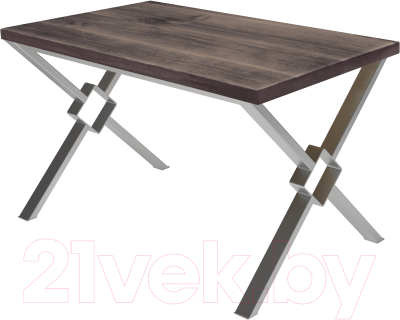 Обеденный стол Buro7 Икс-ромб Классика 150x80x76 (дуб мореный/серебристый)