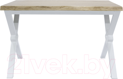 Обеденный стол Buro7 Икс-ромб с обзолом 150x80x76 (дуб беленый/белый)