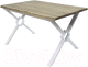 Обеденный стол Buro7 Икс-ромб с обзолом 150x80x76 (дуб беленый/белый) - 