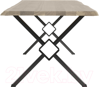 Обеденный стол Buro7 Икс-ромб с обзолом 150x80x76 (дуб беленый/черный)