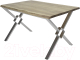 Обеденный стол Buro7 Икс-ромб с обзолом 150x80x76 (дуб беленый/серебристый) - 
