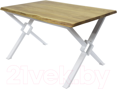 Обеденный стол Buro7 Икс-ромб с обзолом 150x80x76 (дуб натуральный/белый)