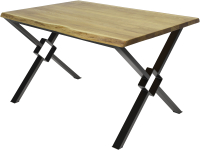 Обеденный стол Buro7 Икс-ромб с обзолом 150x80x76 (дуб натуральный/черный) - 