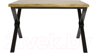 Обеденный стол Buro7 Икс-ромб с обзолом 150x80x76 (дуб натуральный/черный)