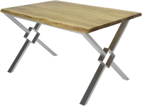 Обеденный стол Buro7 Икс-ромб с обзолом 150x80x76 (дуб натуральный/серебристый) - 