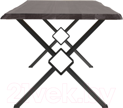 Обеденный стол Buro7 Икс-ромб с обзолом 150x80x76 (дуб мореный/черный)