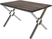 Обеденный стол Buro7 Икс-ромб с обзолом 150x80x76 (дуб мореный/серебристый) - 