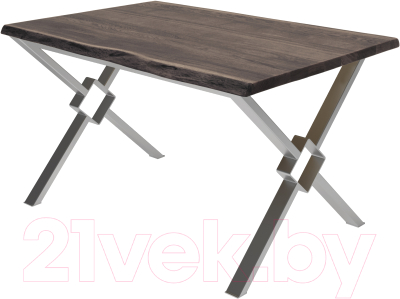 Обеденный стол Buro7 Икс-ромб с обзолом 150x80x76 (дуб мореный/серебристый)