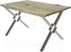 Обеденный стол Buro7 Икс-ромб с обзолом и сучками 150x80x76 (дуб беленый/серебристый) - 