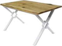 Обеденный стол Buro7 Икс-ромб с обзолом и сучками 150x80x76 (дуб натуральный/белый) - 