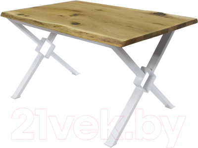 Обеденный стол Buro7 Икс-ромб с обзолом и сучками 150x80x76 (дуб натуральный/белый)